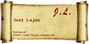 Jost Lajos névjegykártya